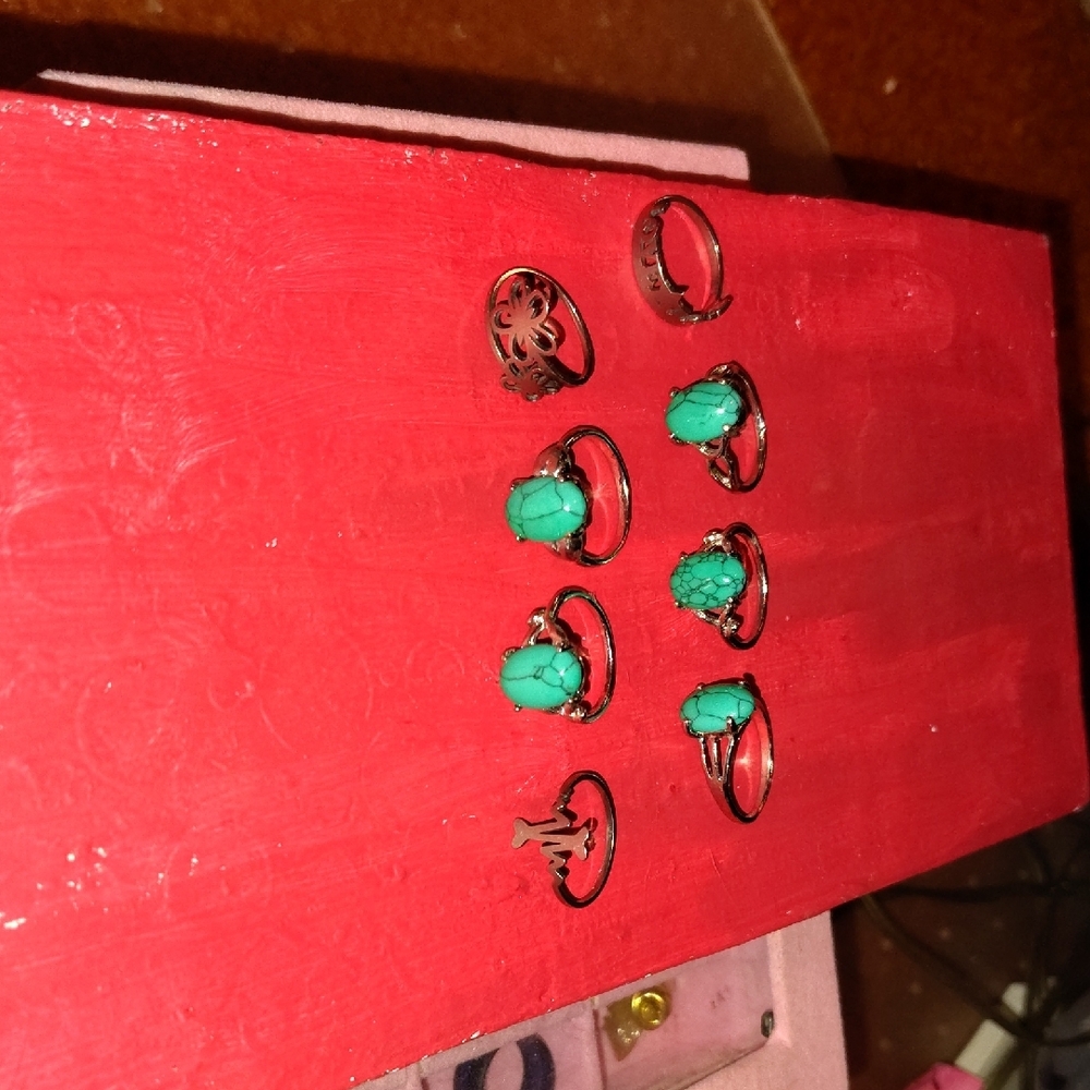 Set of Silver and Turquoise Rings